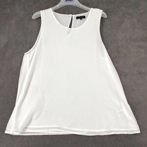 Pleione Tank Top Women Small White Sheer Design Lightweight Layered Keyhole Back